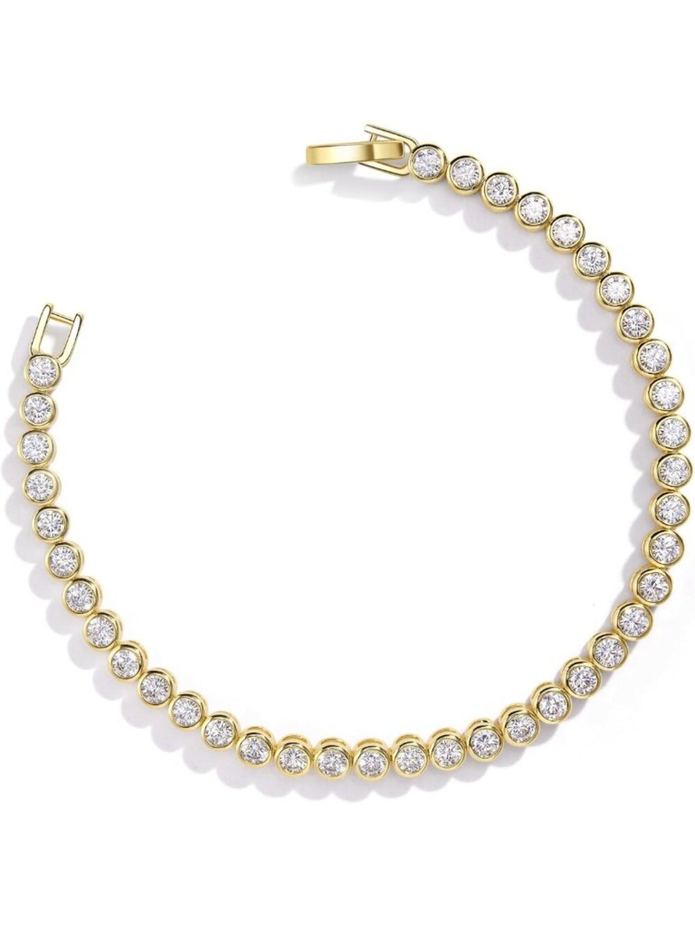 Elegant 14K Gold Bezel Tennis Bracelet for Women - Dazzling Jewelry Accessory